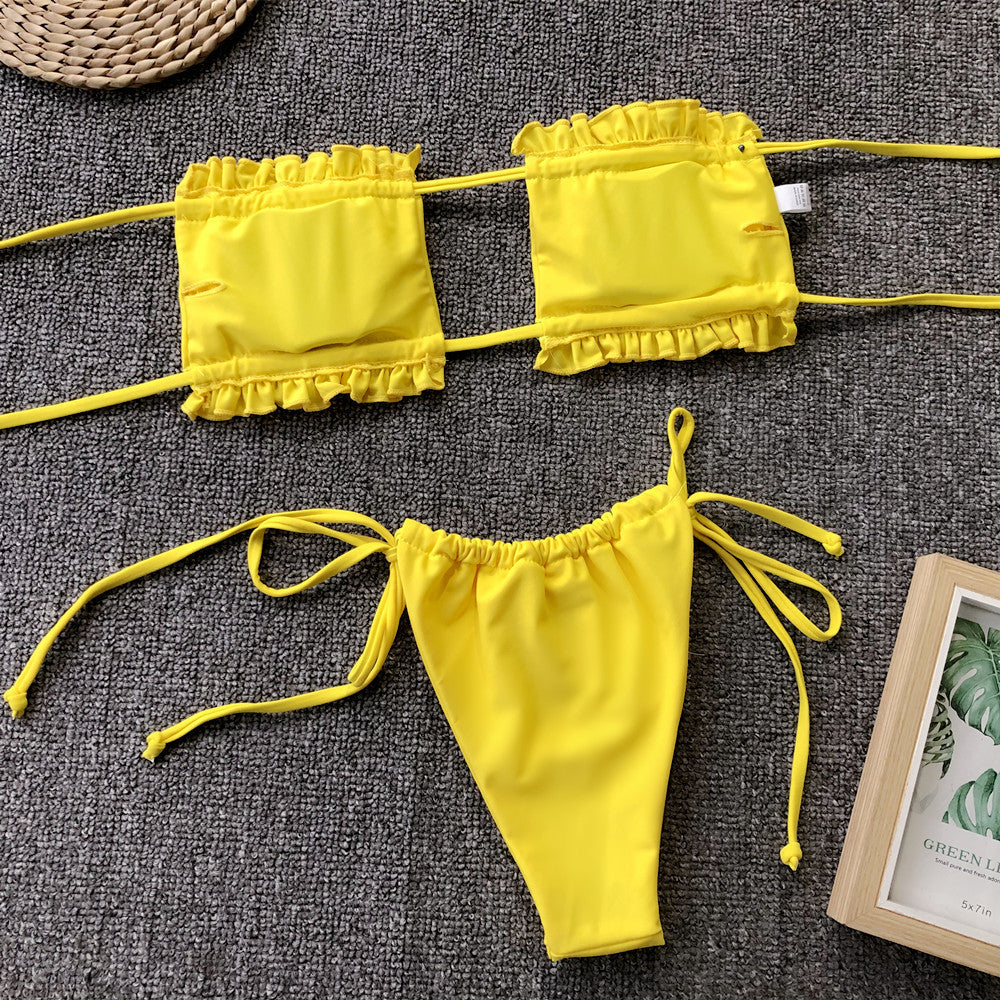 2 Piece Bandeau Top Swimsuit Swimwear Push Up Swimming Bathing Suit Beachwear Micro Bikini Set The Clothing Company Sydney