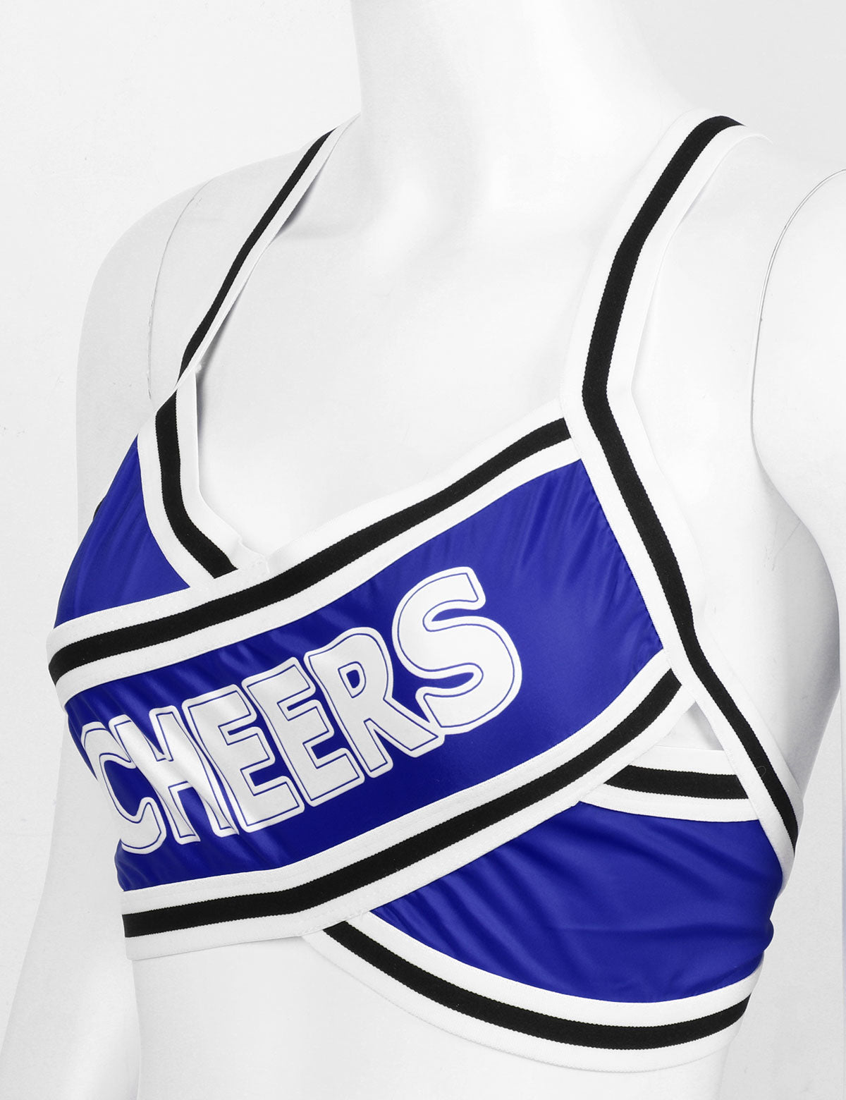2 Piece Cheerleader Costume Cosplay Elastic Striped Shoulder Straps Back Cross Crop Top with High Waist Pleated Skirt The Clothing Company Sydney