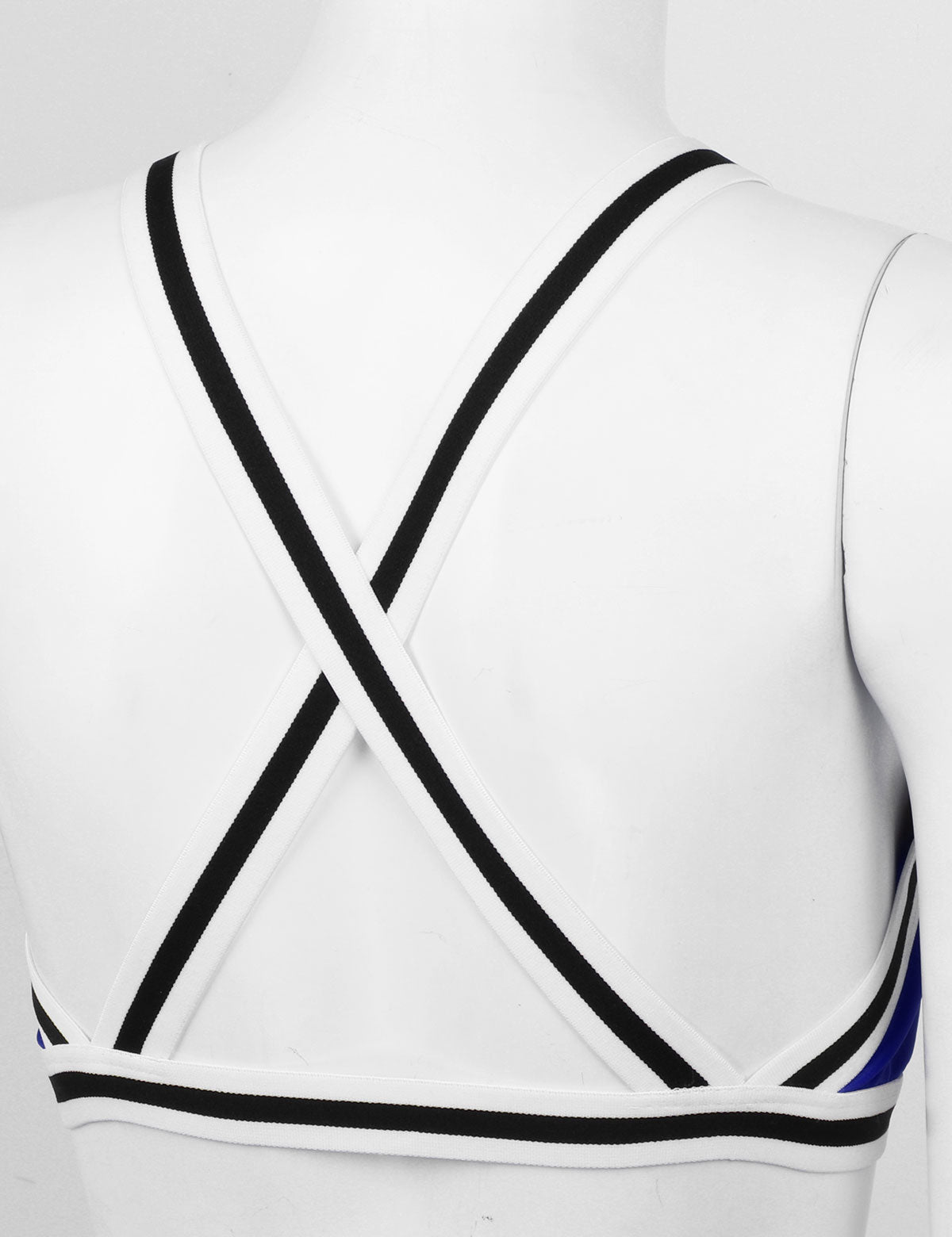 2 Piece Cheerleader Costume Cosplay Elastic Striped Shoulder Straps Back Cross Crop Top with High Waist Pleated Skirt The Clothing Company Sydney