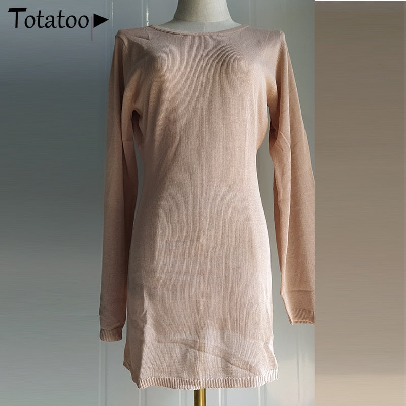 Backless Knitted Summer Long Sleeve Open Back See Through Beach Cover Mini Dress Clubwear The Clothing Company Sydney