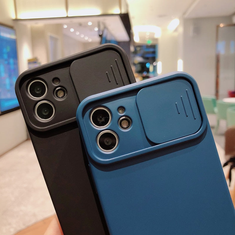 Camera Lens Protection Liquid Silicone Case on For iPhone 11 12 Pro Max 8 7 6 6s Plus Xr Xs Max X 13 12 Lens push and Pull Cover The Clothing Company Sydney