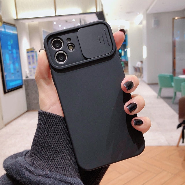 Camera Lens Protection Liquid Silicone Case on For iPhone 11 12 Pro Max 8 7 6 6s Plus Xr Xs Max X 13 12 Lens push and Pull Cover The Clothing Company Sydney