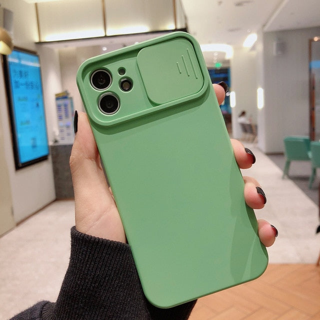 Camera Lens Protection Liquid Silicone Case on For iPhone 11 12 Pro Max 8 7 6 6s Plus Xr Xs Max X 13 12 Lens push and Pull Cover The Clothing Company Sydney