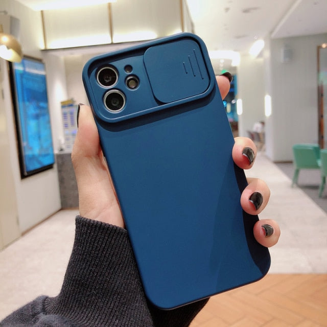 Camera Lens Protection Liquid Silicone Case on For iPhone 11 12 Pro Max 8 7 6 6s Plus Xr Xs Max X 13 12 Lens push and Pull Cover The Clothing Company Sydney