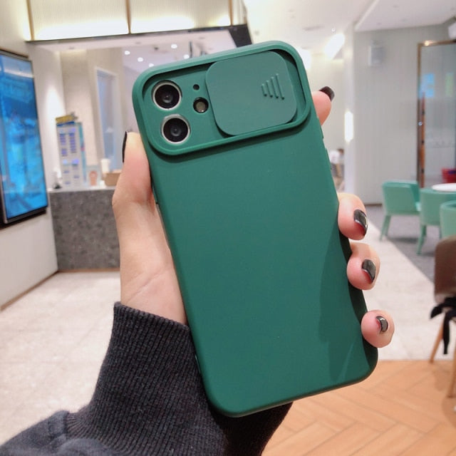 Camera Lens Protection Liquid Silicone Case on For iPhone 11 12 Pro Max 8 7 6 6s Plus Xr Xs Max X 13 12 Lens push and Pull Cover The Clothing Company Sydney