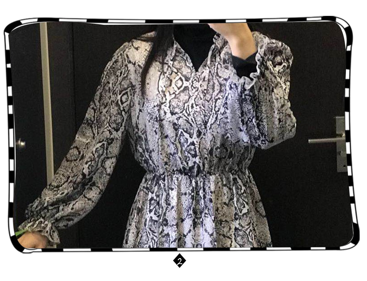 Snake Skin Print Animal Print Pleated Mini Vintage Fashion Ruffles Dress The Clothing Company Sydney