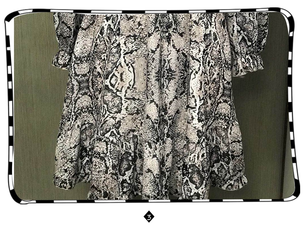 Snake Skin Print Animal Print Pleated Mini Vintage Fashion Ruffles Dress The Clothing Company Sydney