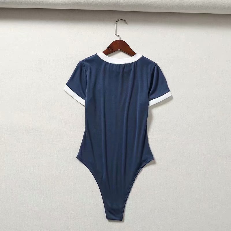 Cotton casual short sleeve summer letter embroidery contrast color rompers jumpsuit bodysuit The Clothing Company Sydney