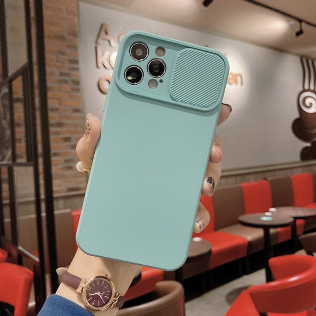 Camera Lens Protection Liquid Silicone Case on For iPhone 11 12 Pro Max 8 7 6 6s Plus Xr Xs Max X 13 12 Lens push and Pull Cover The Clothing Company Sydney