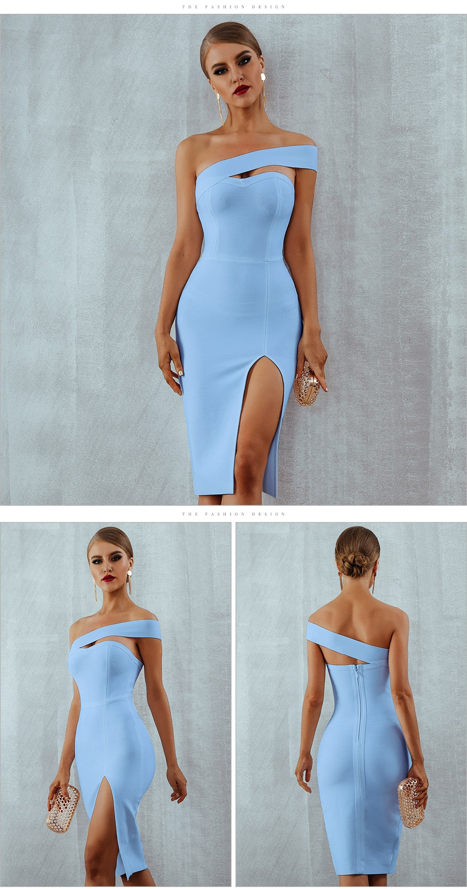 White Blue Bodycon Bandage Summer Elegant Black One Shoulder Strapless Celebrity Runway Party Dress The Clothing Company Sydney