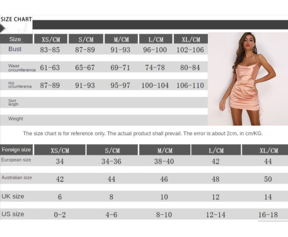 Sleeveless Short Dress Beach Satin Ruched Pleated Drawstring Casual Female Mini Dress The Clothing Company Sydney