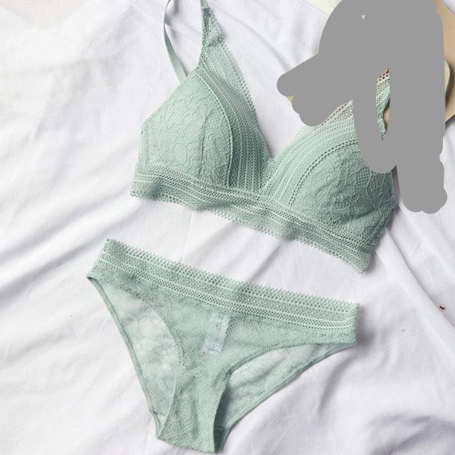 2 Piece French Wire Free Thin Padded Bra Set Big Chest Lace Push Up Underwear Candy Colour Bralette Set The Clothing Company Sydney