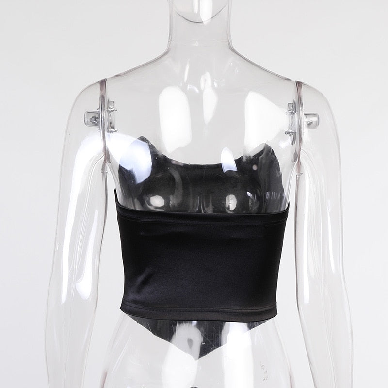 Solid Sleeveless Asymmetric Slim Skinny Corset Cropped Top 2021 Summer Casual Elegant Bustier Silk Women Tube Tops The Clothing Company Sydney