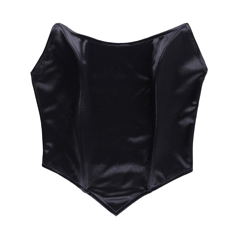 Solid Sleeveless Asymmetric Slim Skinny Corset Cropped Top 2021 Summer Casual Elegant Bustier Silk Women Tube Tops The Clothing Company Sydney