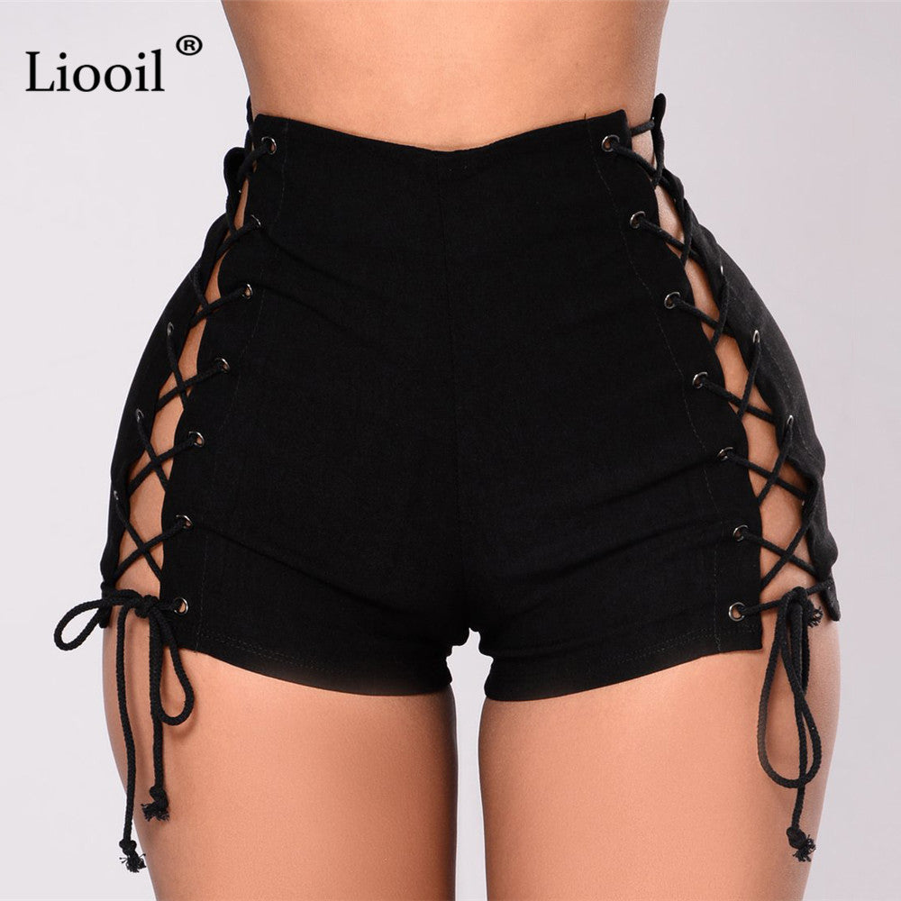 Sexy Bandage Jeans Shorts Women Rave Streetwear Hollow Out High Waist Jean Short Black Bodycon Denim Shorts The Clothing Company Sydney