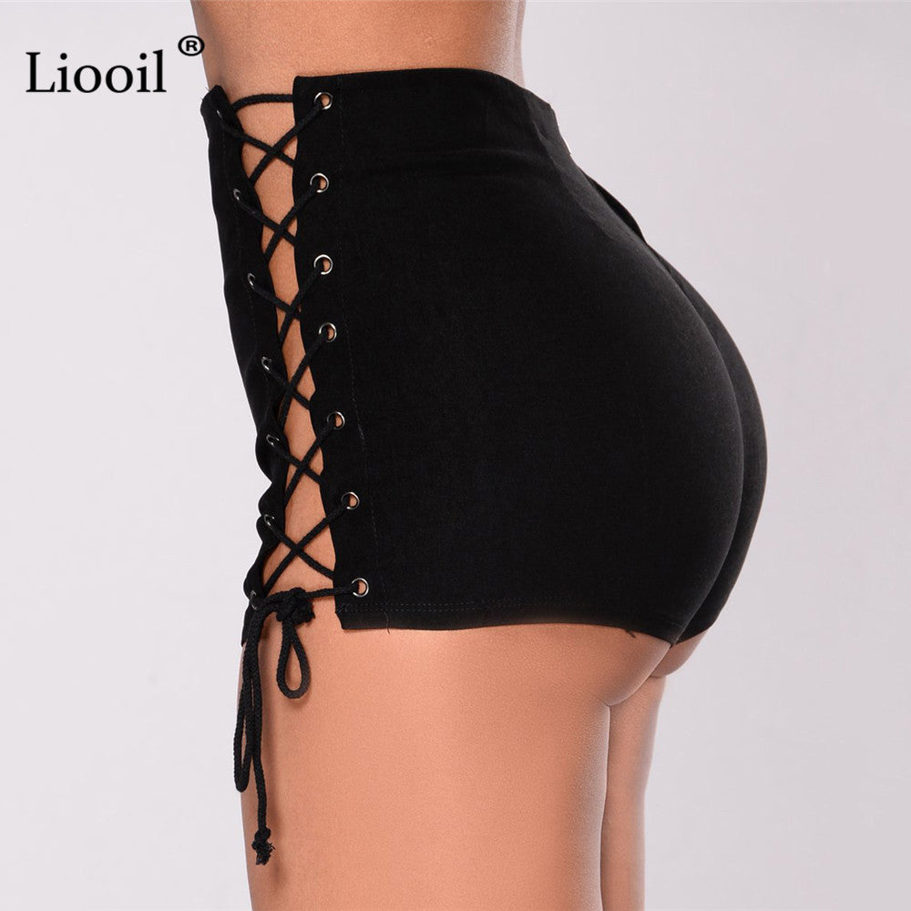 Sexy Bandage Jeans Shorts Women Rave Streetwear Hollow Out High Waist Jean Short Black Bodycon Denim Shorts The Clothing Company Sydney