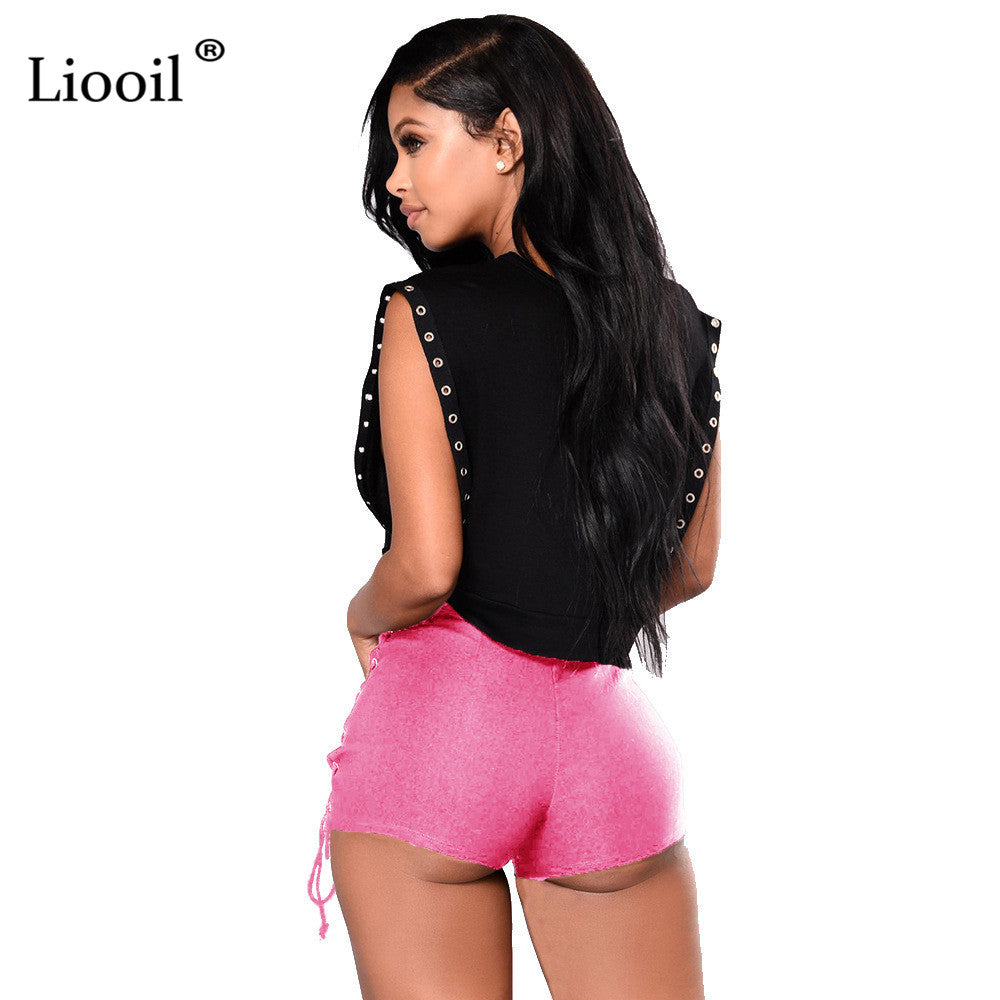 Sexy Bandage Jeans Shorts Women Rave Streetwear Hollow Out High Waist Jean Short Black Bodycon Denim Shorts The Clothing Company Sydney