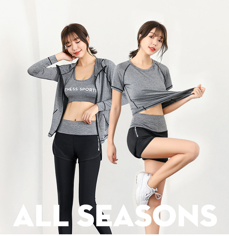 5 Piece Ladies Jogging Sets Sports Suit Yoga Wear Gym Fitness Outdoor Running Training Workout Quick Dry Set The Clothing Company Sydney