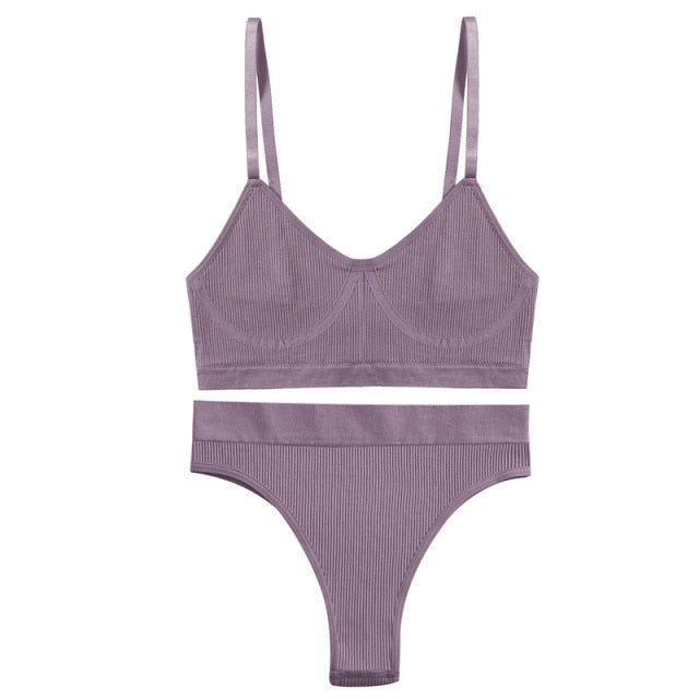 2 Piece Bra Lingerie Underwear Bralette Ribbed Tops Brassiere Basic Stretchy Tank Crop Tops Set The Clothing Company Sydney