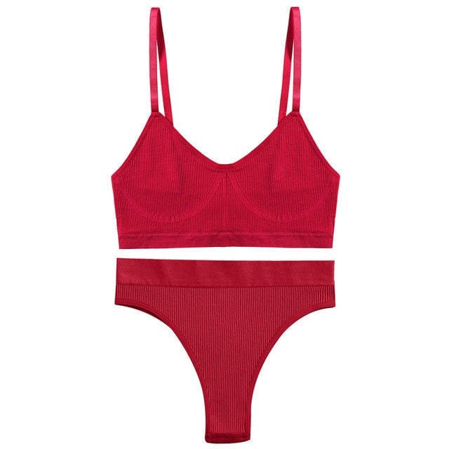 2 Piece Bra Lingerie Underwear Bralette Ribbed Tops Brassiere Basic Stretchy Tank Crop Tops Set The Clothing Company Sydney