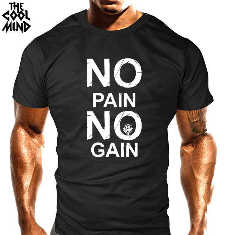 cotton no pain no gain print men casual body building o-neck men Tshirt short sleeve T-shirt tee shirt The Clothing Company Sydney