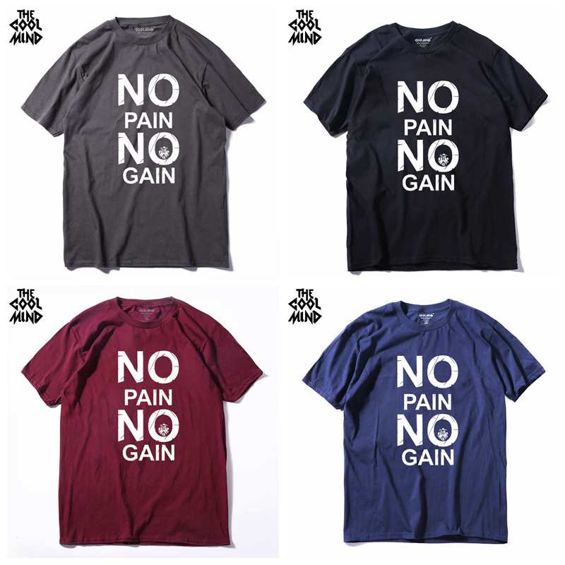 cotton no pain no gain print men casual body building o-neck men Tshirt short sleeve T-shirt tee shirt The Clothing Company Sydney
