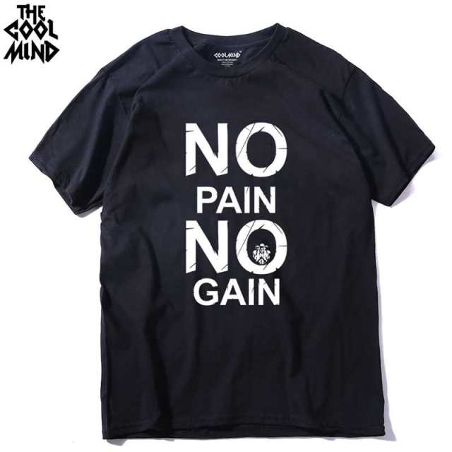 cotton no pain no gain print men casual body building o-neck men Tshirt short sleeve T-shirt tee shirt The Clothing Company Sydney