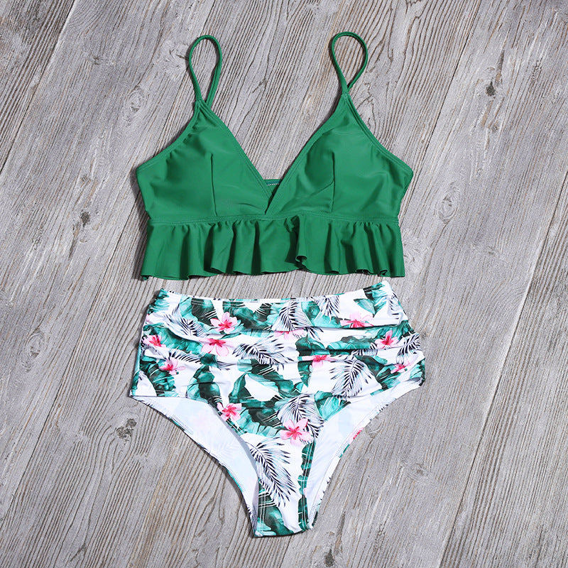 2 Piece Flounced Push Up Floral Print Swimsuit Summer Bikini Suit Youth Beach Swimming High Waist Boho Style Swimwear The Clothing Company Sydney