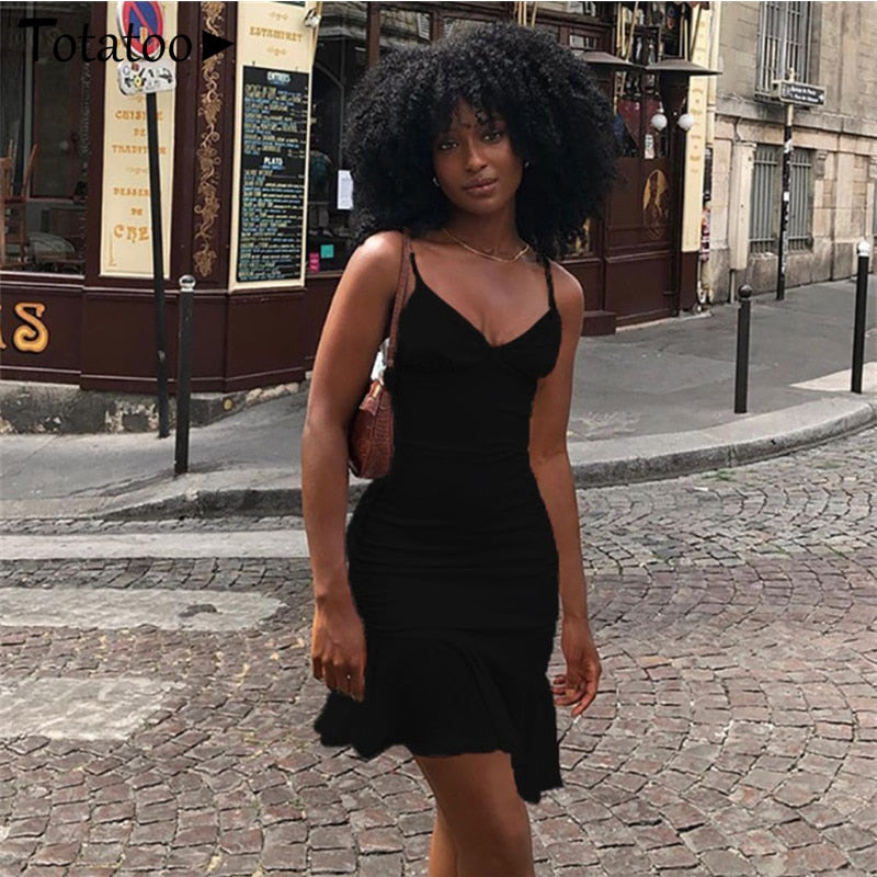 Elegant V Neck Ruffles Strap Bodycon Summer Sleeveless Office Lady Vintage Party White Dress The Clothing Company Sydney