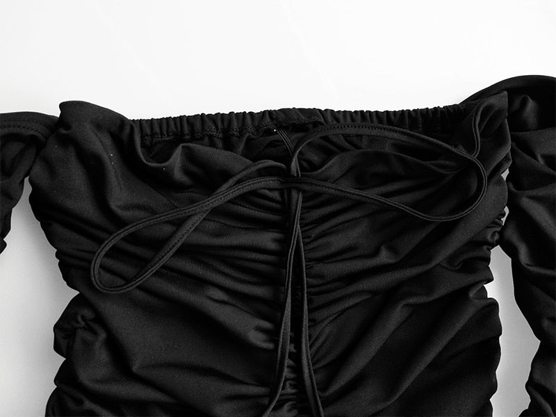 Autumn Winter Bandage Off Shoulder Long Sleeve Slim Elastic Bodycon Party Dresses The Clothing Company Sydney