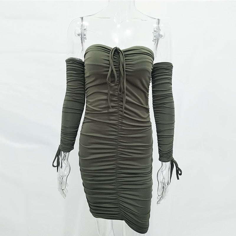 Autumn Winter Bandage Off Shoulder Long Sleeve Slim Elastic Bodycon Party Dresses The Clothing Company Sydney