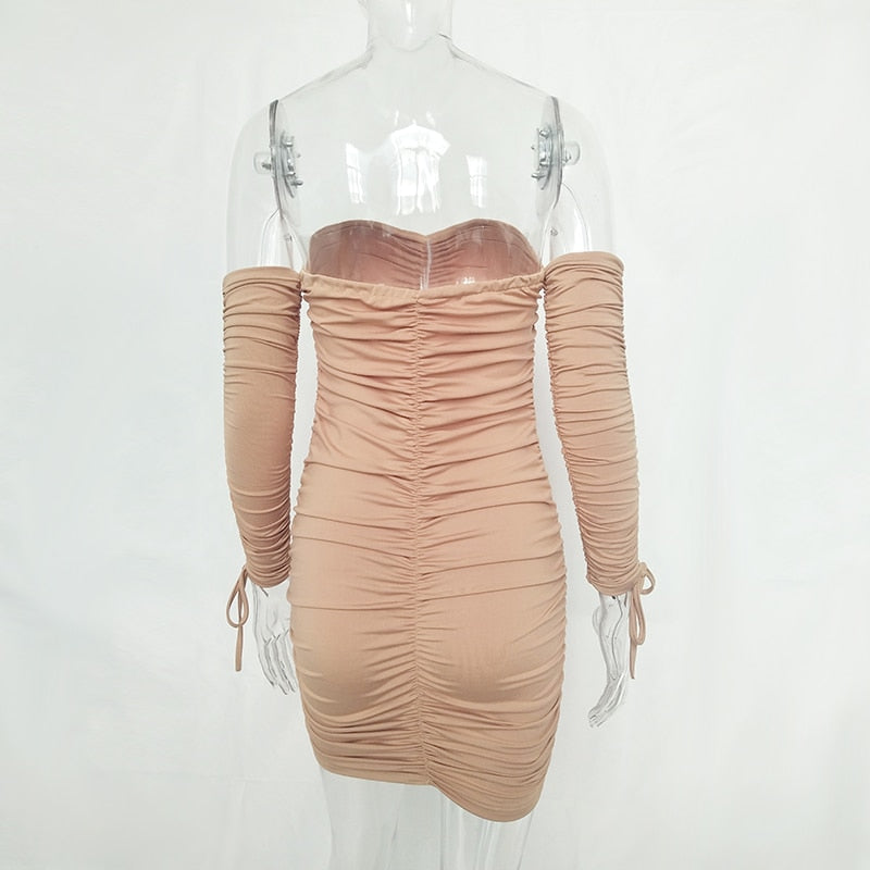 Autumn Winter Bandage Off Shoulder Long Sleeve Slim Elastic Bodycon Party Dresses The Clothing Company Sydney