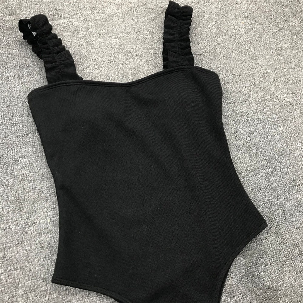 Vintage One Piece Ruffled Push Up Solid Swimwear  Monokini Padded Bathing Suits Swimsuit The Clothing Company Sydney