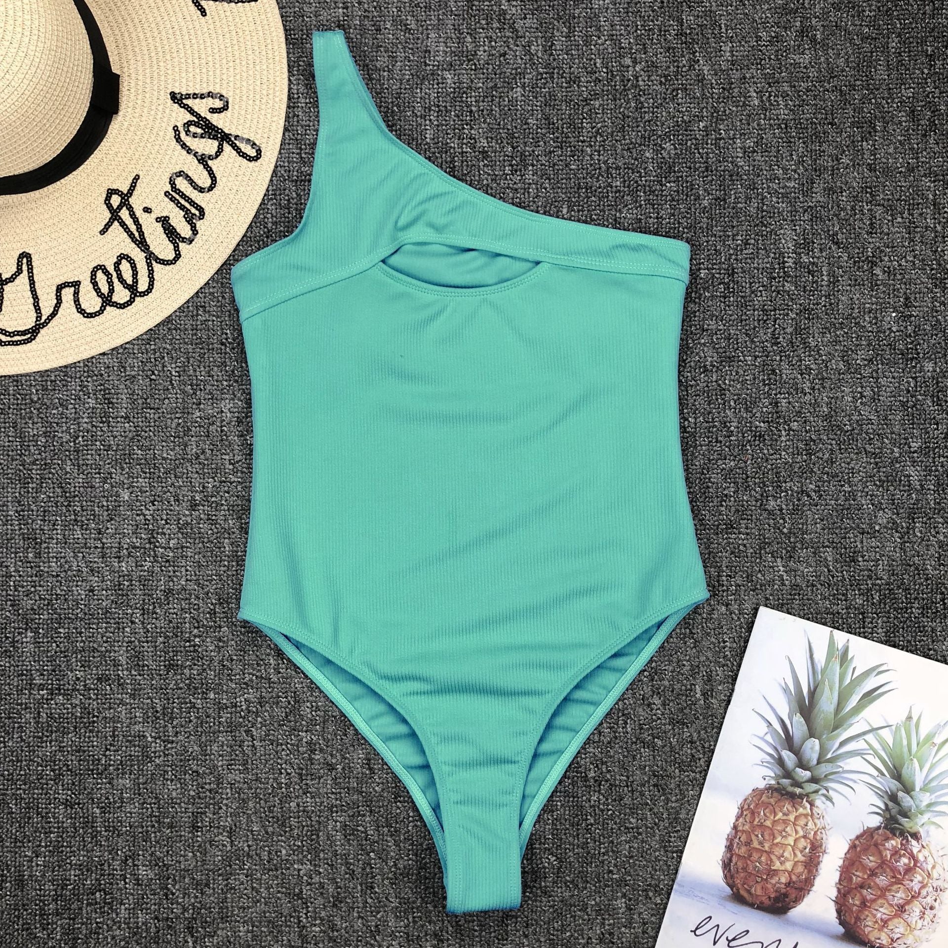 Vintage One Piece Ruffled Push Up Solid Swimwear  Monokini Padded Bathing Suits Swimsuit The Clothing Company Sydney