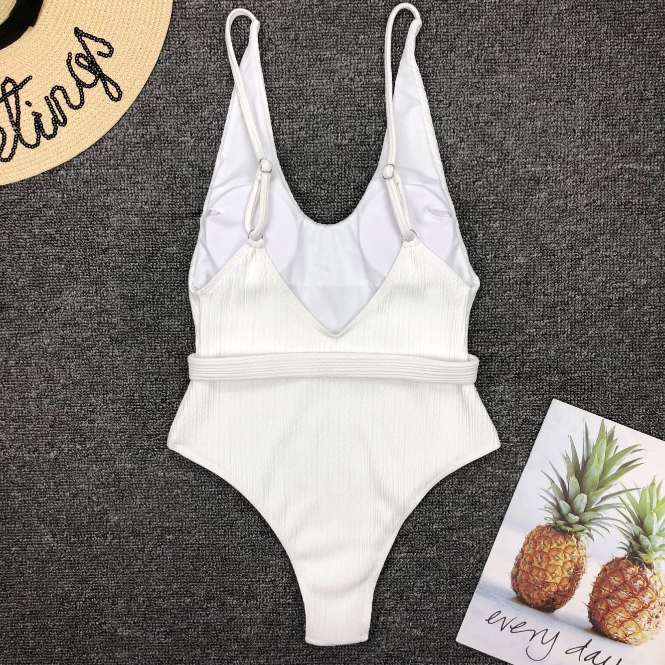 Vintage One Piece Ruffled Push Up Solid Swimwear Monokini Padded Bathing Suits Swimsuit The Clothing Company Sydney
