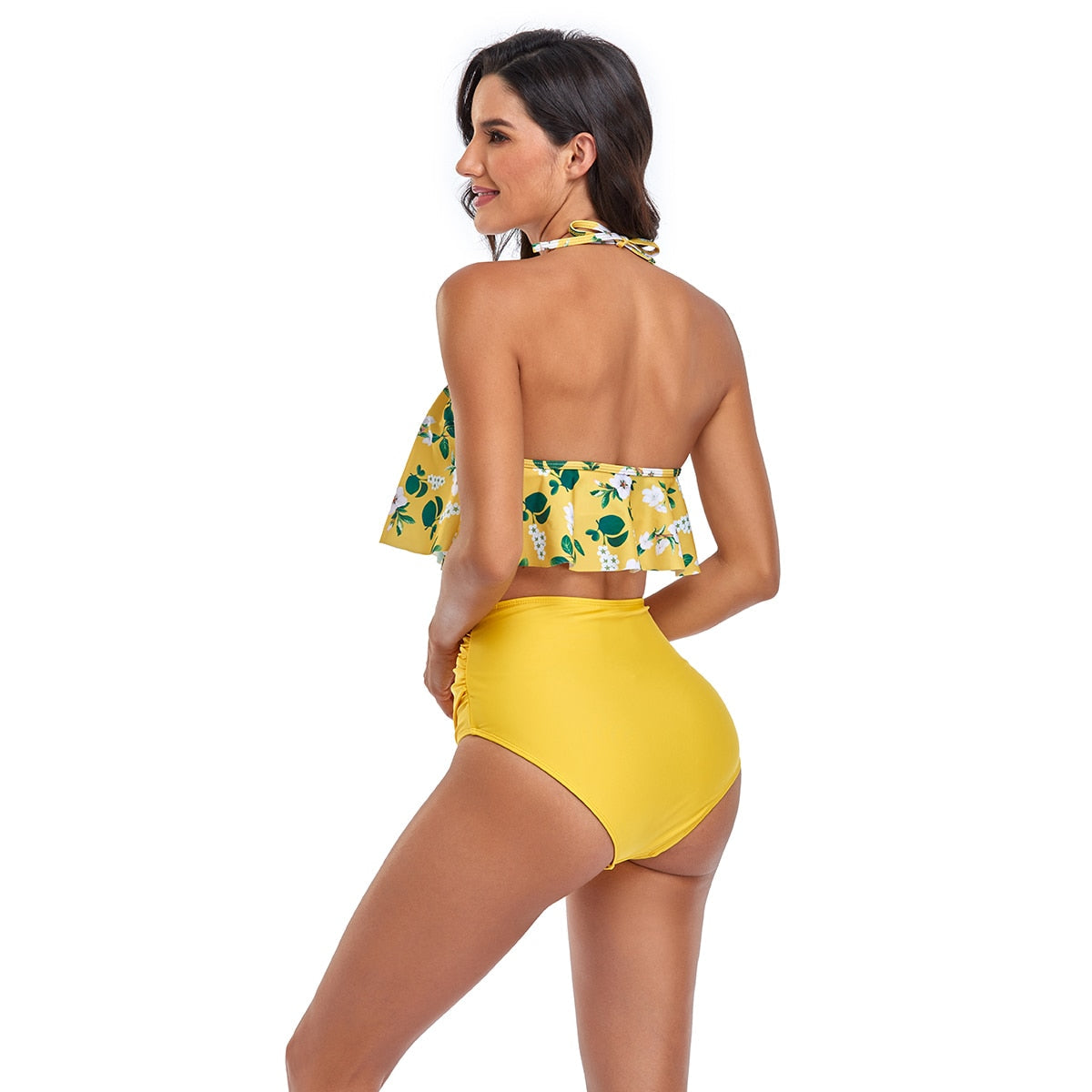 2 Piece Retro High Waist Two Piece Halter Swimsuit Ruffles Flounce Bathing Suit Brazilian Bikinis Set The Clothing Company Sydney
