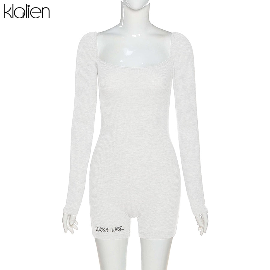 Casual streetwear black spring summer print letter skinny playsuit elastic yoga fitness sportwear playsuit The Clothing Company Sydney