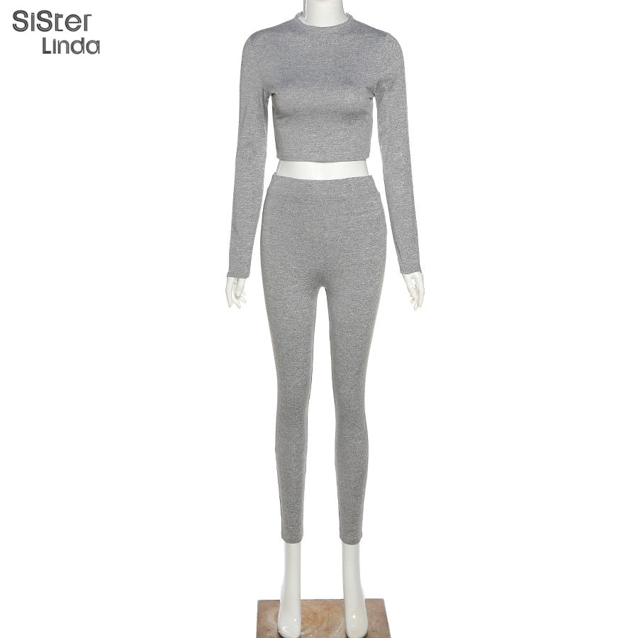 2 Piece Sporty Active Wear Matching Sets Fall Long Sleeve Tops Tees And Leggings Workout Outfits Sportwear The Clothing Company Sydney
