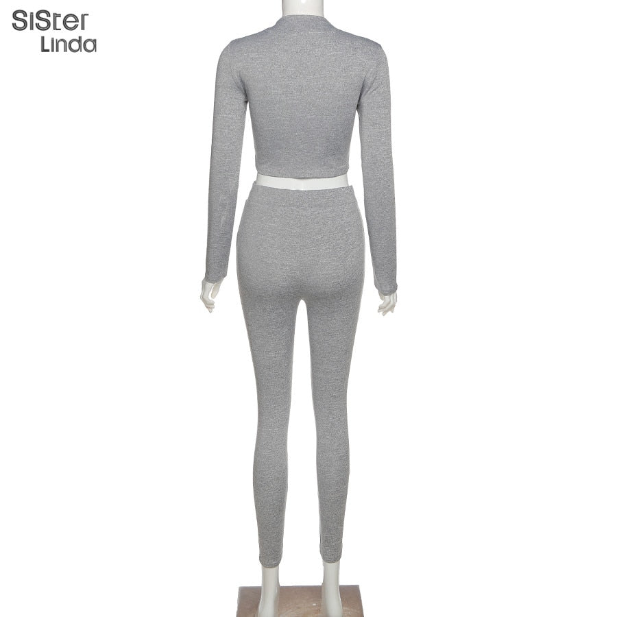 2 Piece Sporty Active Wear Matching Sets Fall Long Sleeve Tops Tees And Leggings Workout Outfits Sportwear The Clothing Company Sydney