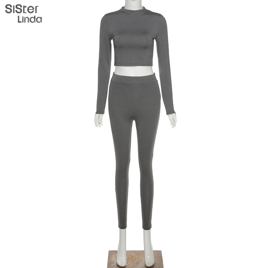 2 Piece Sporty Active Wear Matching Sets Fall Long Sleeve Tops Tees And Leggings Workout Outfits Sportwear The Clothing Company Sydney