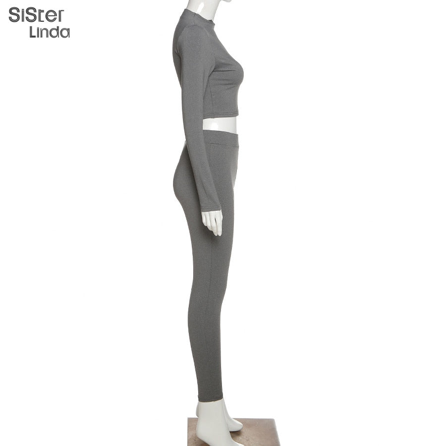 2 Piece Sporty Active Wear Matching Sets Fall Long Sleeve Tops Tees And Leggings Workout Outfits Sportwear The Clothing Company Sydney