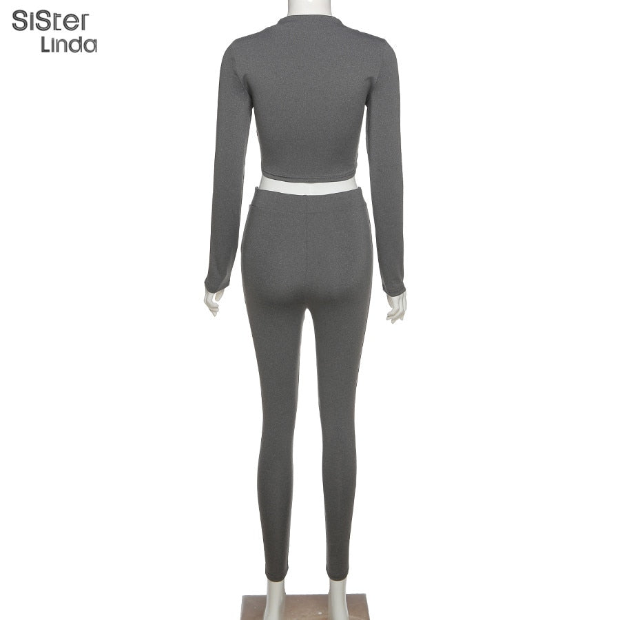2 Piece Sporty Active Wear Matching Sets Fall Long Sleeve Tops Tees And Leggings Workout Outfits Sportwear The Clothing Company Sydney