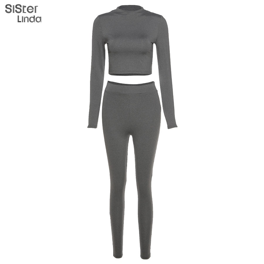 2 Piece Sporty Active Wear Matching Sets Fall Long Sleeve Tops Tees And Leggings Workout Outfits Sportwear The Clothing Company Sydney