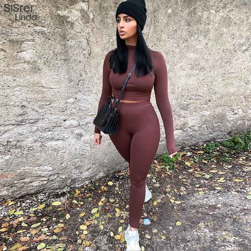 2 Piece Sporty Active Wear Matching Sets Fall Long Sleeve Tops Tees And Leggings Workout Outfits Sportwear The Clothing Company Sydney