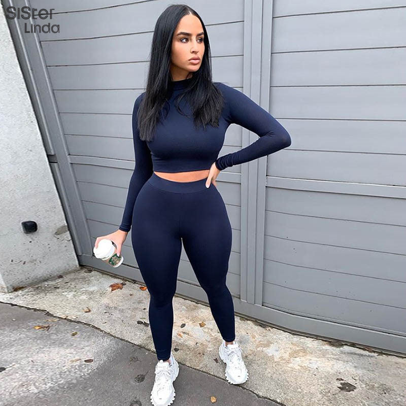 2 Piece Sporty Active Wear Matching Sets Fall Long Sleeve Tops Tees And Leggings Workout Outfits Sportwear The Clothing Company Sydney