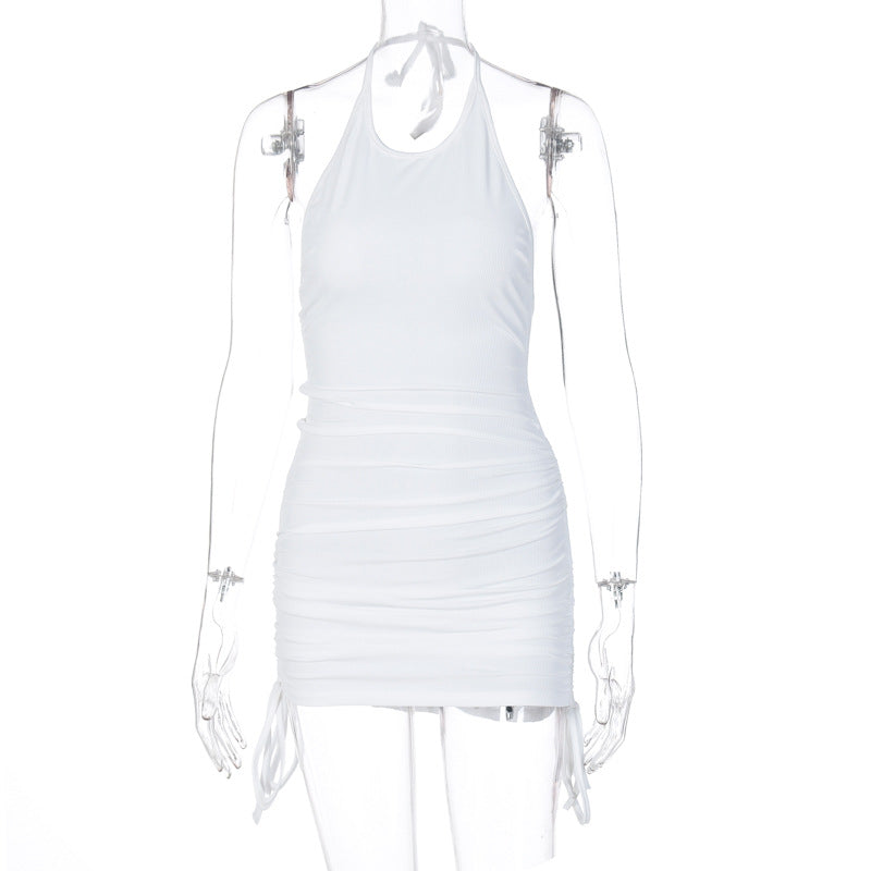 Drawstring Ruched Halter Backless Mini Club Party Summer Sleeveless Bodycon Dress The Clothing Company Sydney