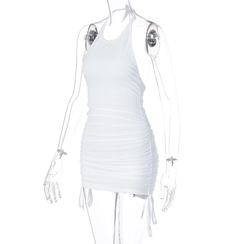 Drawstring Ruched Halter Backless Mini Club Party Summer Sleeveless Bodycon Dress The Clothing Company Sydney