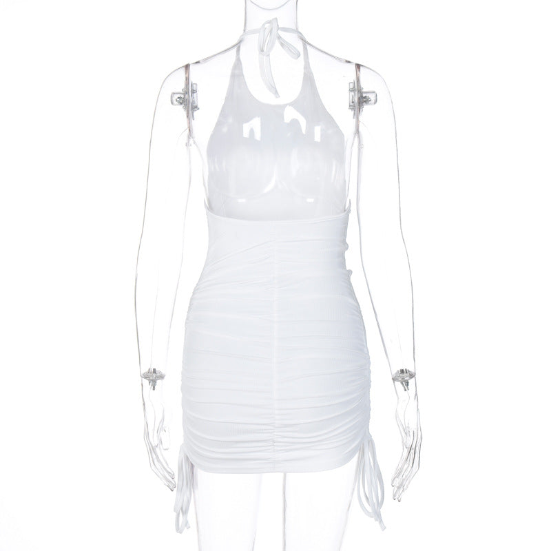 Drawstring Ruched Halter Backless Mini Club Party Summer Sleeveless Bodycon Dress The Clothing Company Sydney