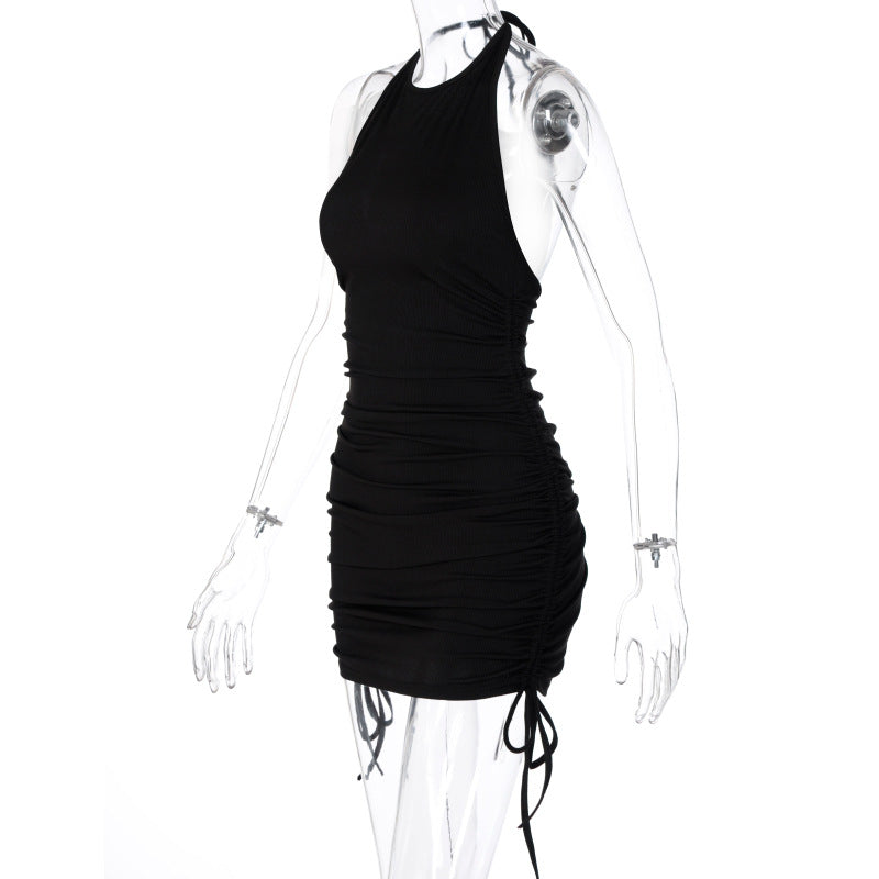 Drawstring Ruched Halter Backless Mini Club Party Summer Sleeveless Bodycon Dress The Clothing Company Sydney