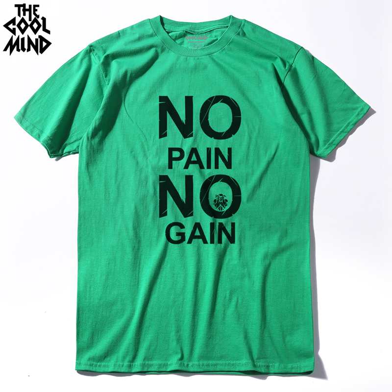 cotton no pain no gain print men casual body building o-neck men Tshirt short sleeve T-shirt tee shirt The Clothing Company Sydney